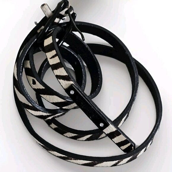 Buffalo David Bitton Belt Womens S Zebra Print Metal Buckle Real Leather Narrow - Picture 7 of 16